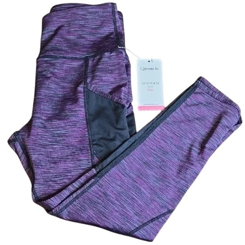 Queenie Ke Yoga Leggings With Pockets Heathered Purple Activewear‎ Small, NEW